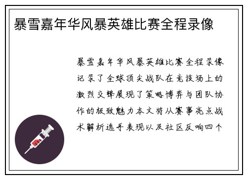 暴雪嘉年华风暴英雄比赛全程录像